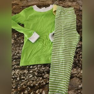Vibrant Lime and White Kids Pajama Set